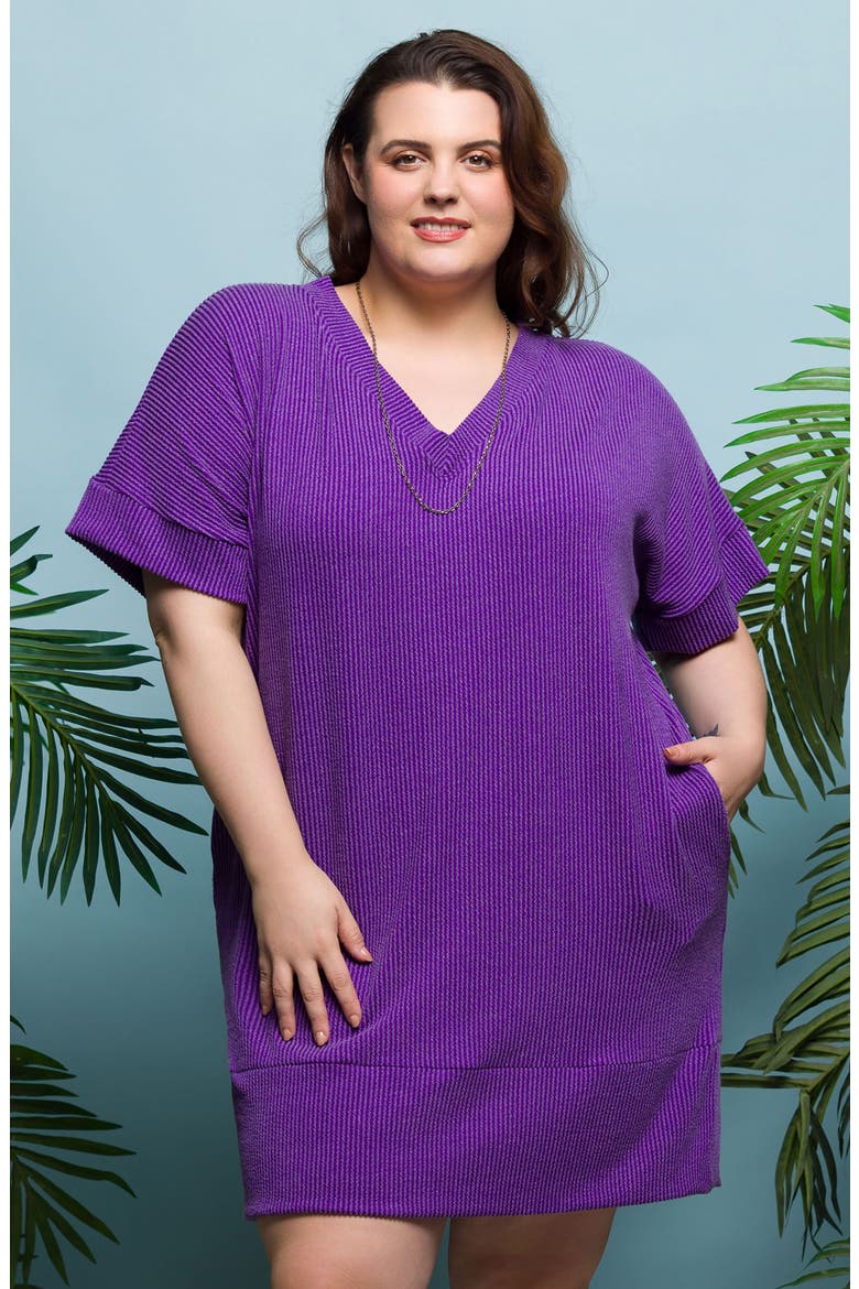 V-Neck T-Shirt Dress, Alternate, color, PURPLE