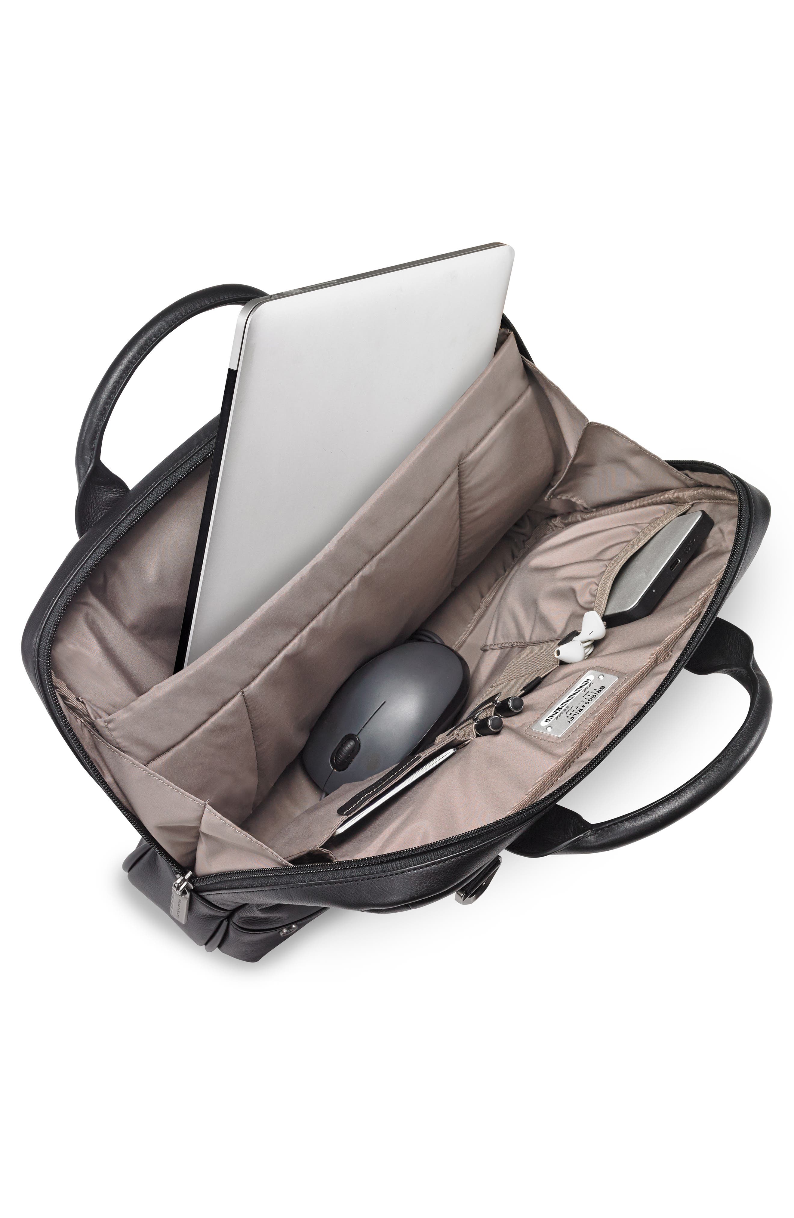 Briggs & Riley @work Slim Leather Laptop Briefcase, Alternate, color, 