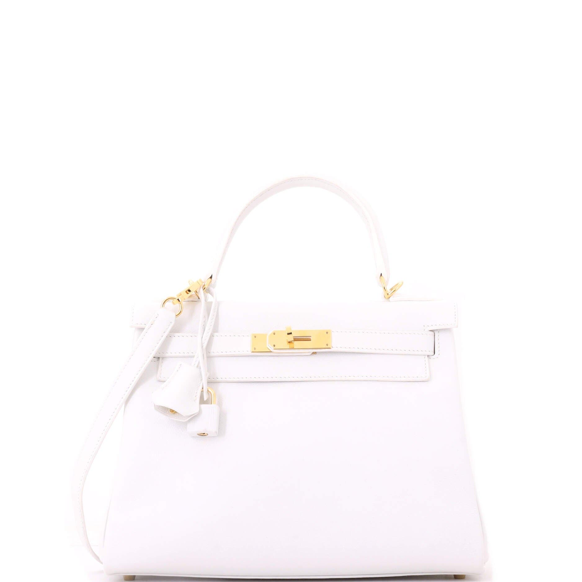 Kelly Handbag White Evercolor with Gold Hardware 28, Main, color, White