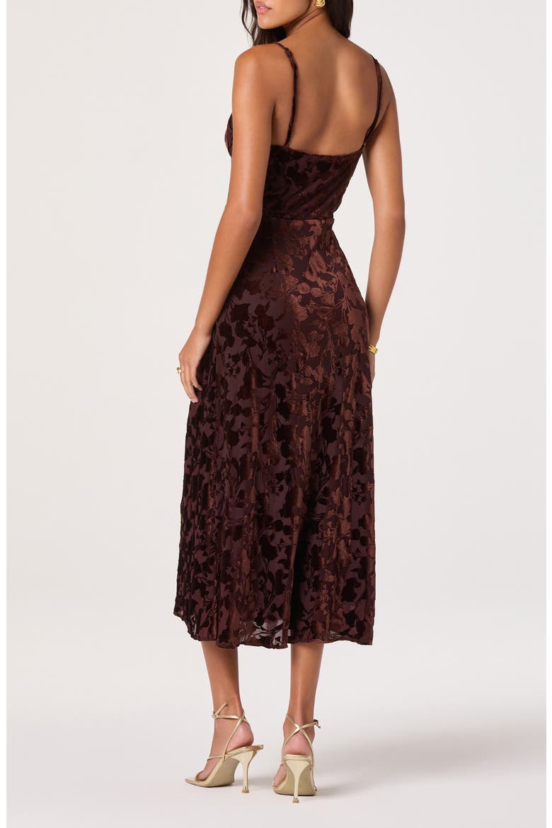Underwire Burnout Velvet Cocktail Dress, Alternate, color, BROWN