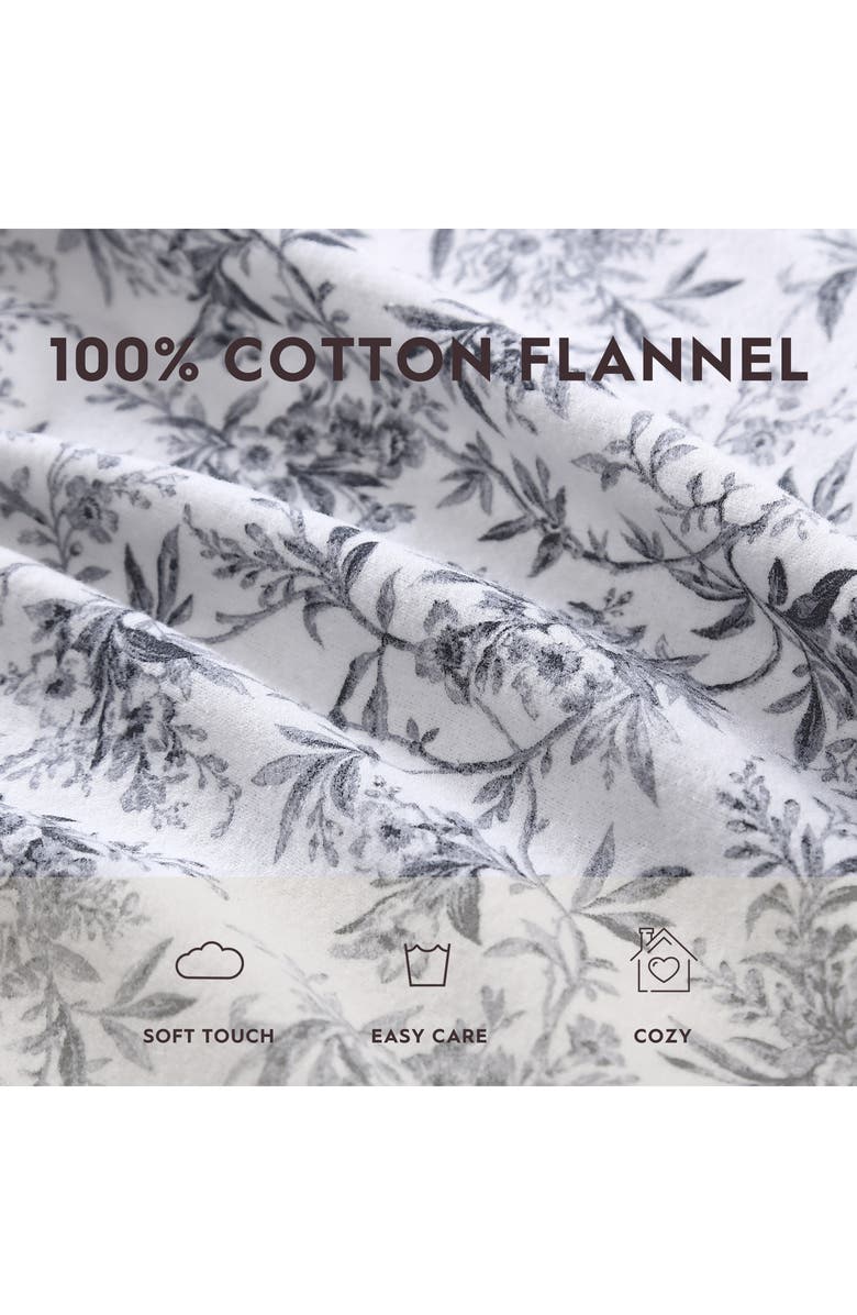 Laura Ashley Faye Toile Cotton Flannel Sheet Set, Alternate, color, Black
