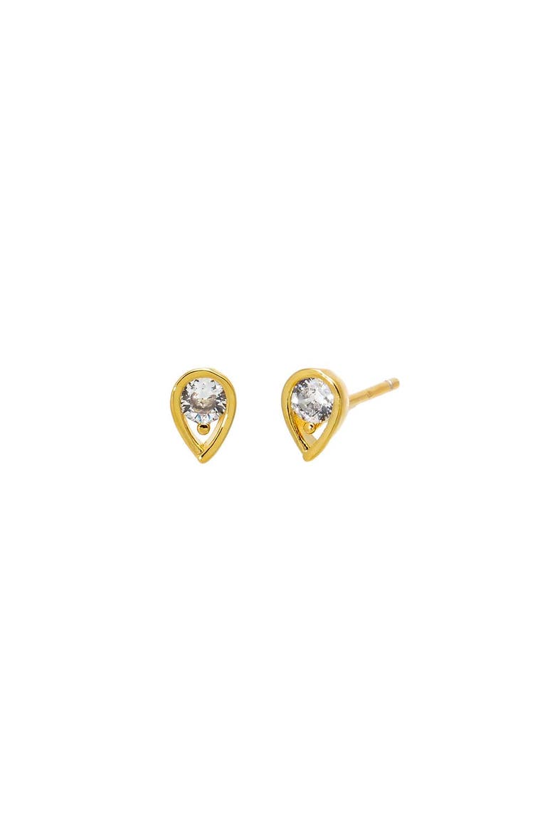 CZ Teardrop Stud Earring, Main, color, Gold