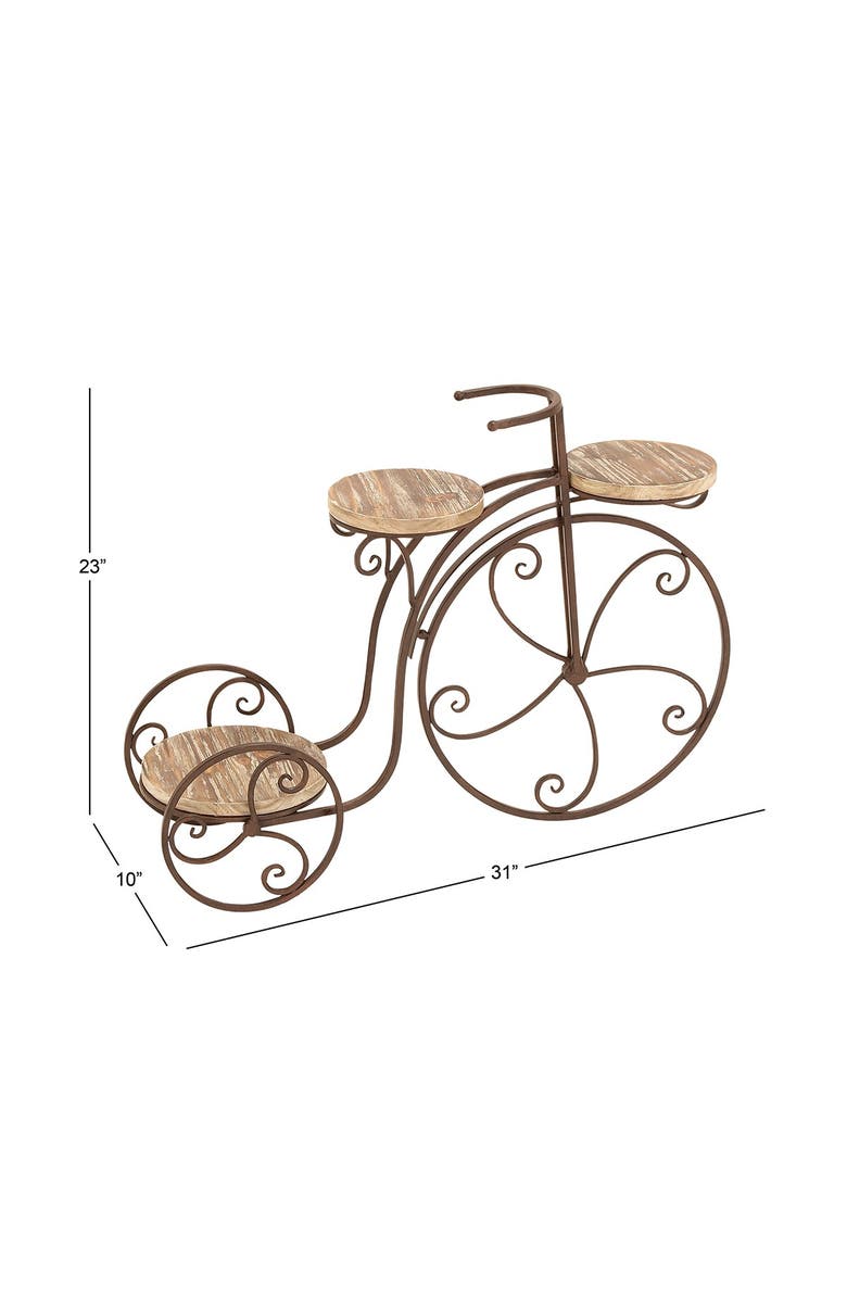 SONOMA SAGE HOME Brown Metal Indoor & Outdoor 2-Tier Bike Plant Stand ...