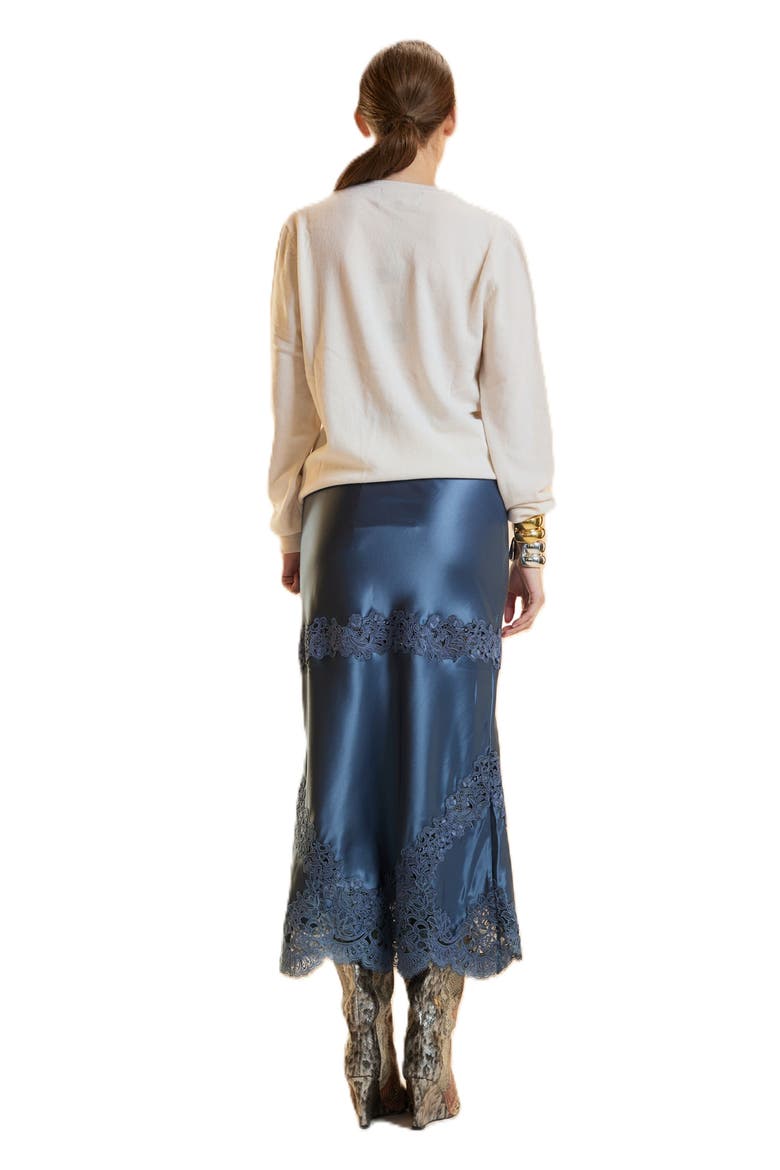 Satin Lace Skirt, Alternate, color, Denim Blue