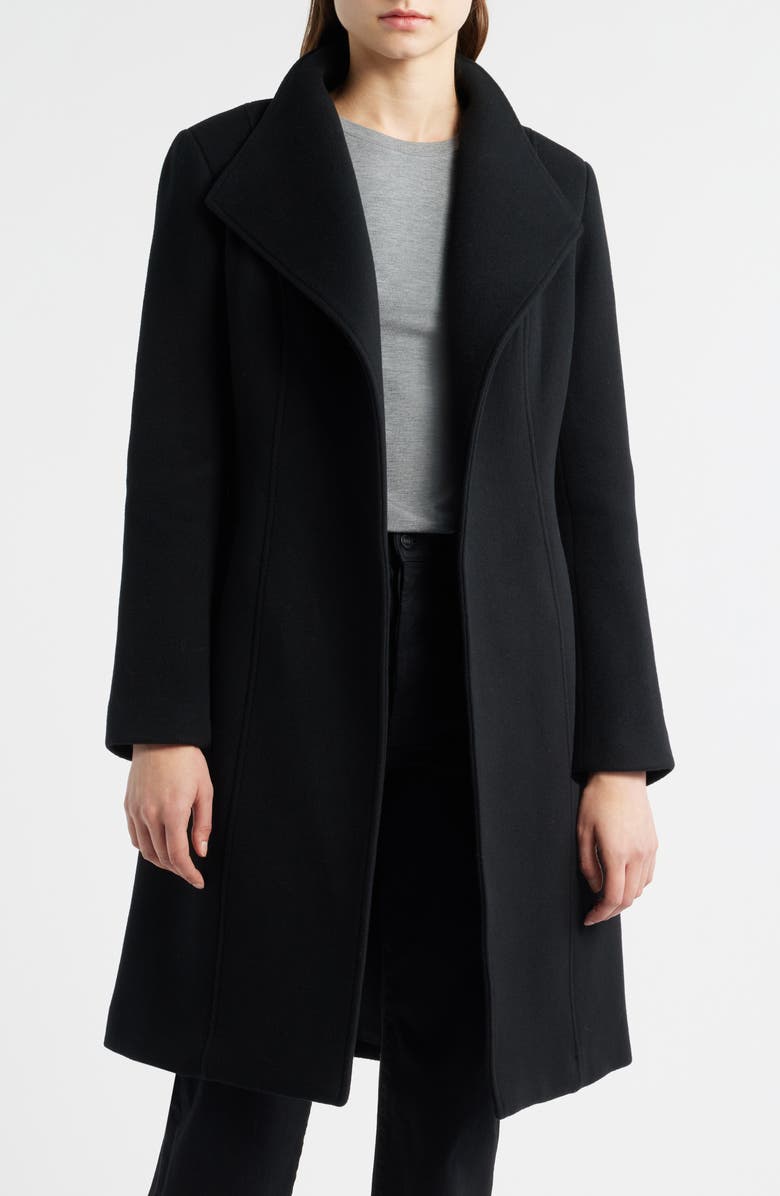 Mackage Norita Belted Double Face Wool Coat with Wool Blend Bib, Alternate, color, Black