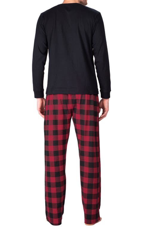 Sleephero Long Sleeve Pajama T-shirt & Polar Bear Print Fleece Pajama Pants Set In Red