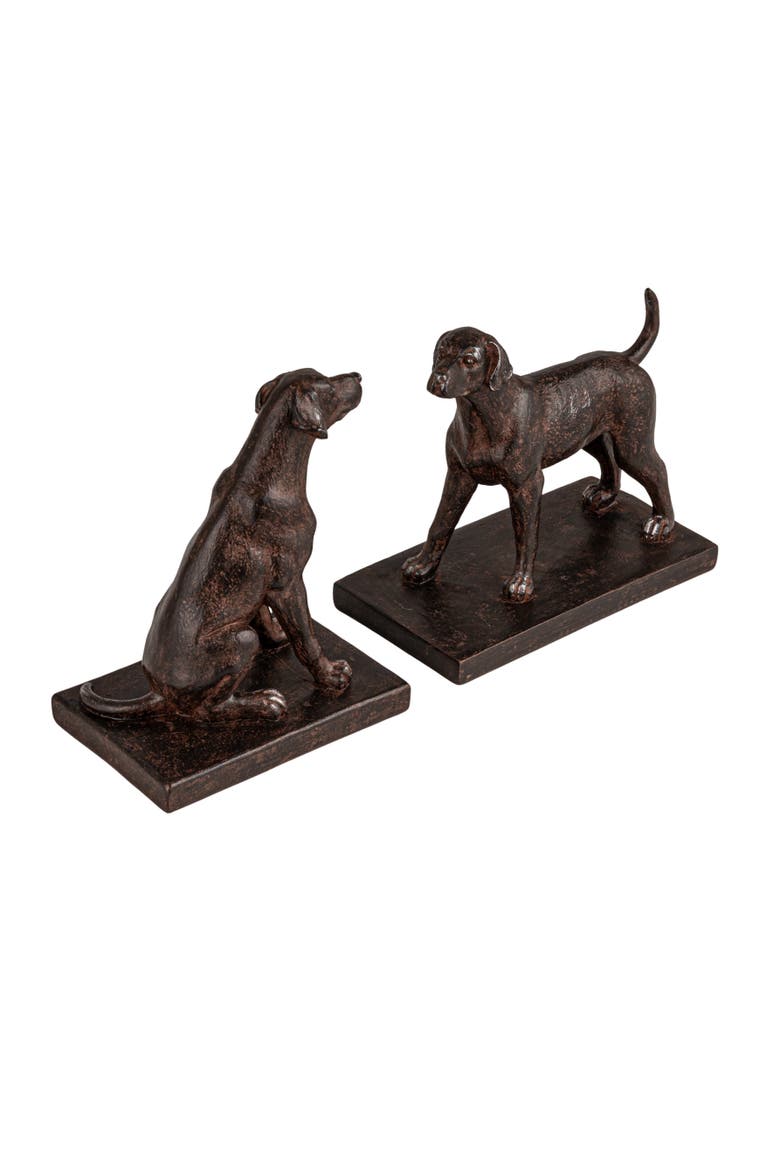 2-Piece Resin Dog Bookends, Black, Main, color, Black