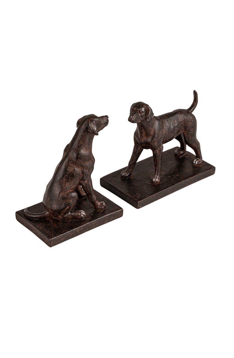 Storied Home 2-Piece Resin Dog Bookends, Black, Main, color, Black
