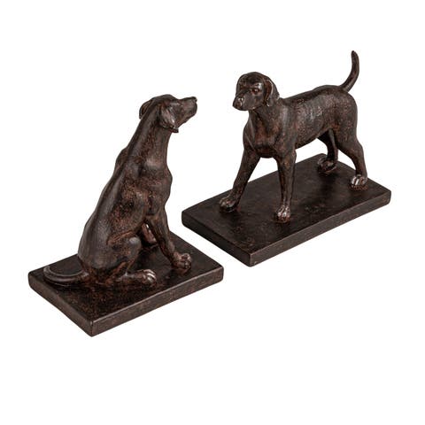 2-Piece Resin Dog Bookends, Black