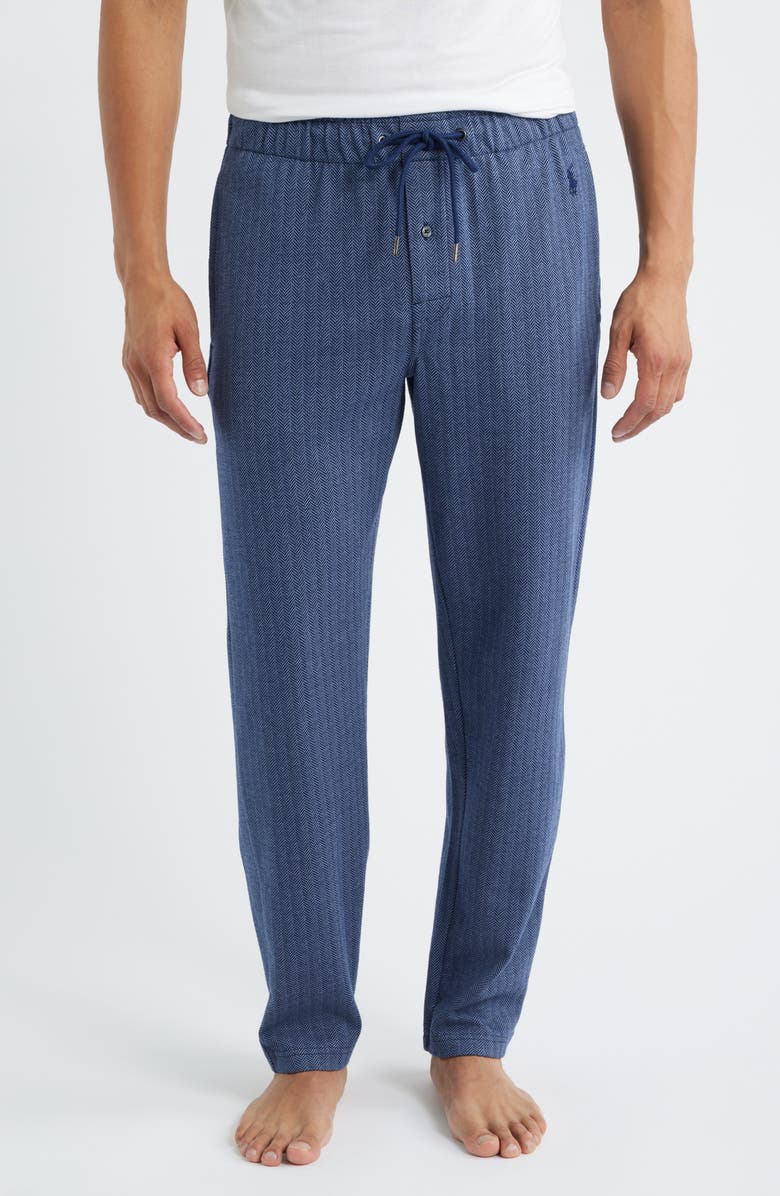 Polo Ralph Lauren Herringbone Pajama Pants, Main, color, Cruise Navy