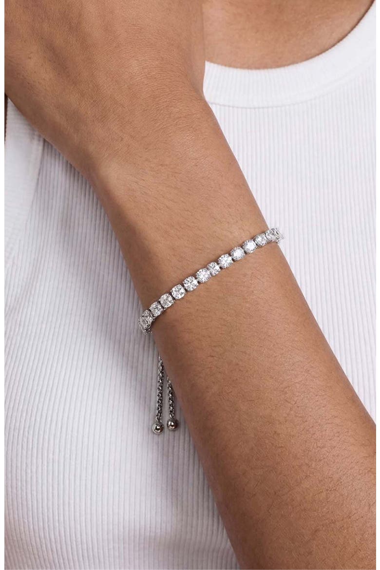 Adjustable Cubic Zirconia Bracelet, Alternate, color, SILVER