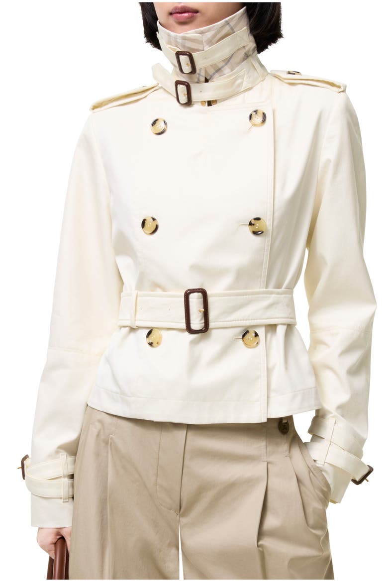 Cropped Tropical Gabardine Swarby Trench Jacket, Main, color, Tundra white