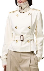 Burberry Cropped Tropical Gabardine Swarby Trench Jacket