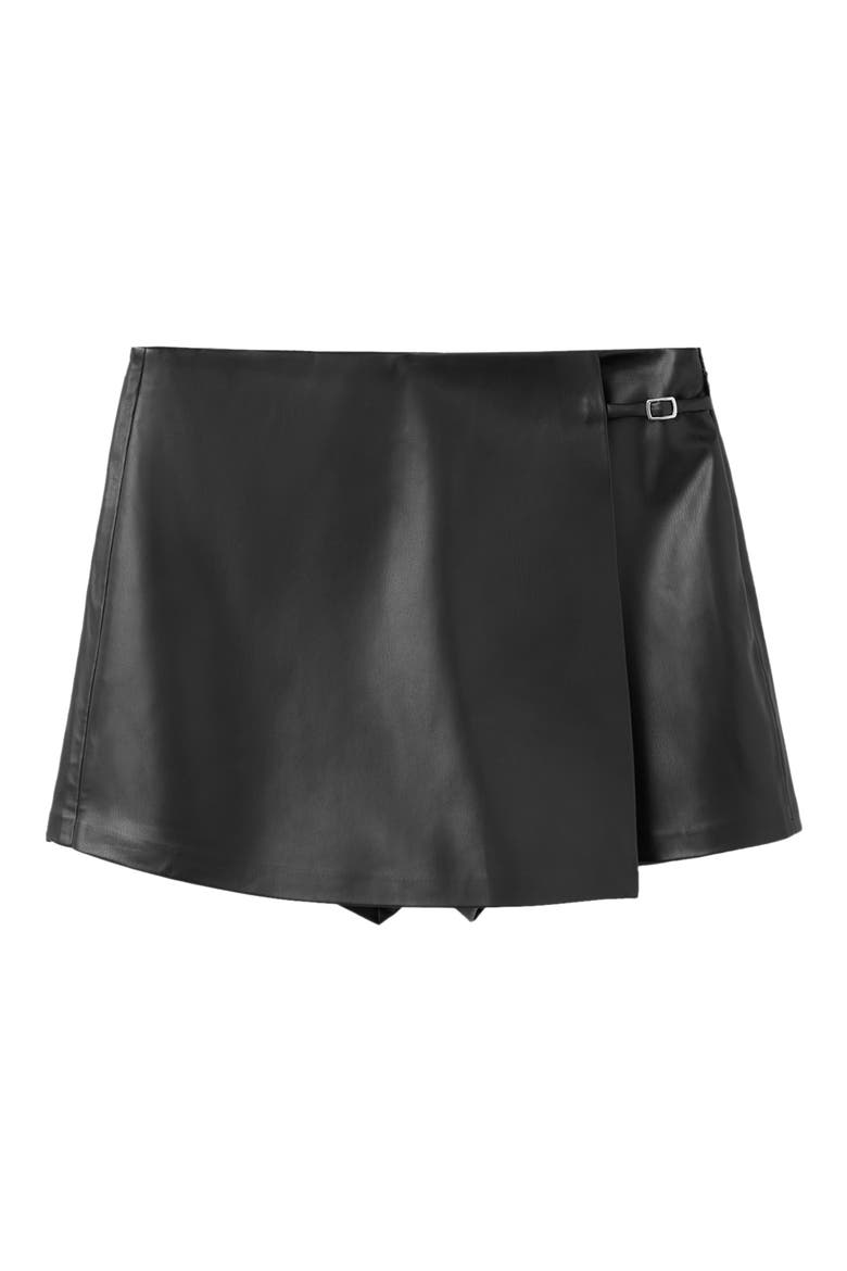 Candy High Waist Faux Leather Skort, Main, color, BLACK