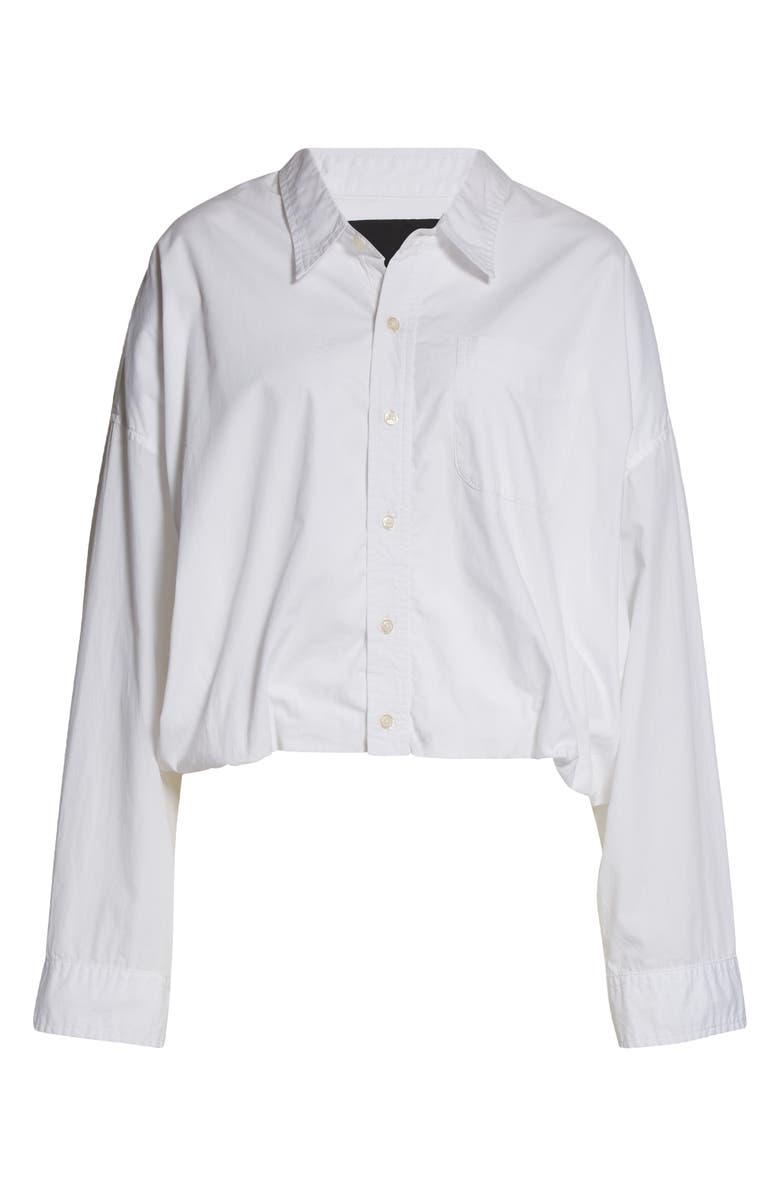 R13 Gathered Hem Crop Cotton Button-Up Shirt, Alternate, color,