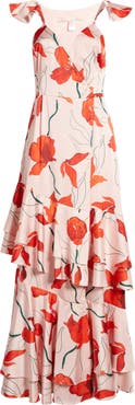 Hutch Senna Floral Tiered Wrap Maxi Dress
