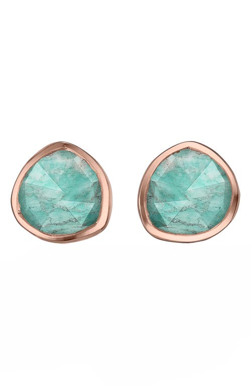 Monica Vinader Siren Semiprecious Stone Stud Earrings In Amazonite/rose Gold