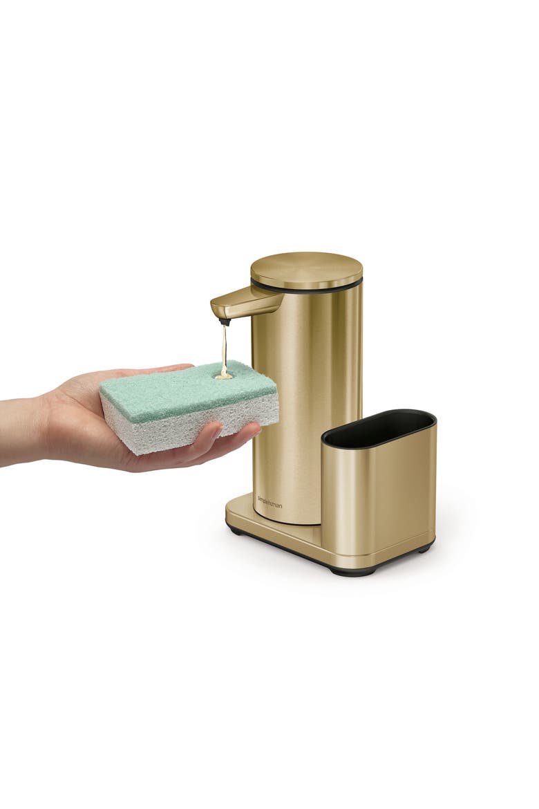 14 oz. liquid sensor pump with caddy, Alternate, color, Brass