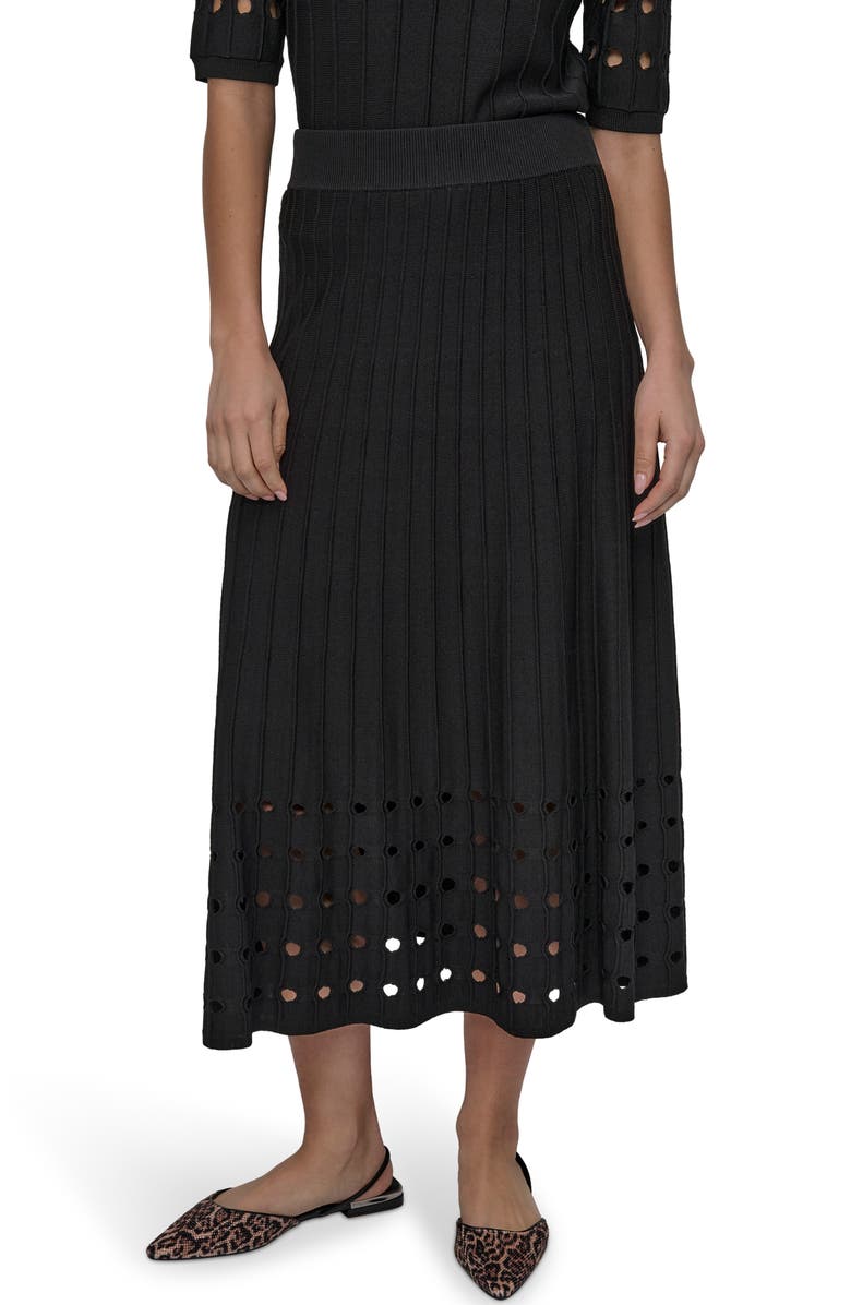 DKNY Rib Open Stitch Crepe Sweater Skirt, Main, color, 