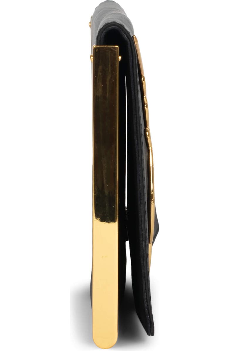 Jeffrey Campbell Halo-C Leather Clutch, Alternate, color, Black Satin