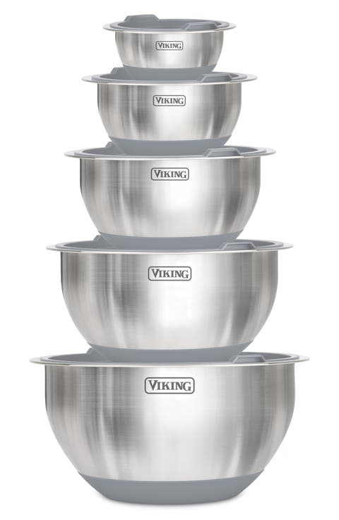 10-Piece Stainless Steel Mixing Bowl Set with Lids