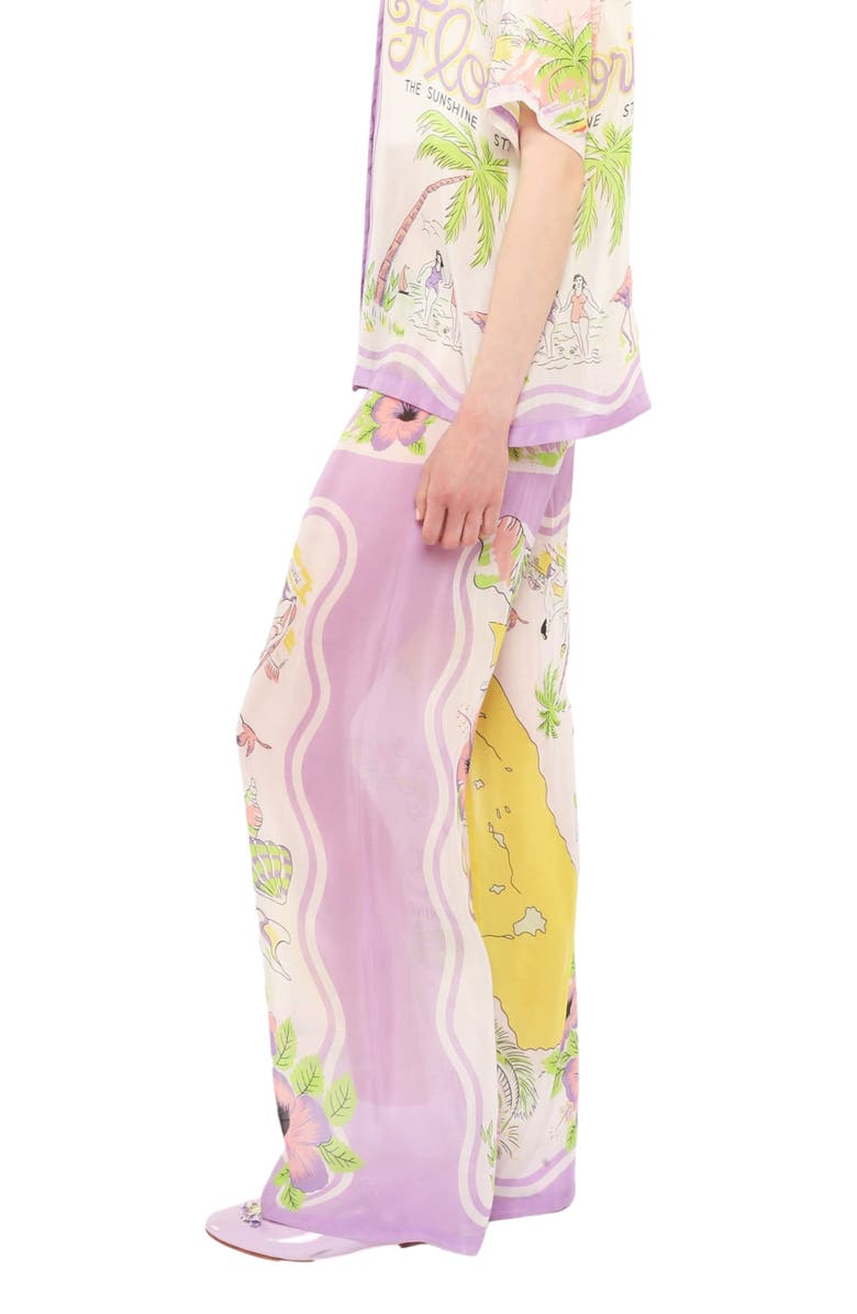 Anna Sui Florida Silk Voile Pajama Pants, Alternate, color, 