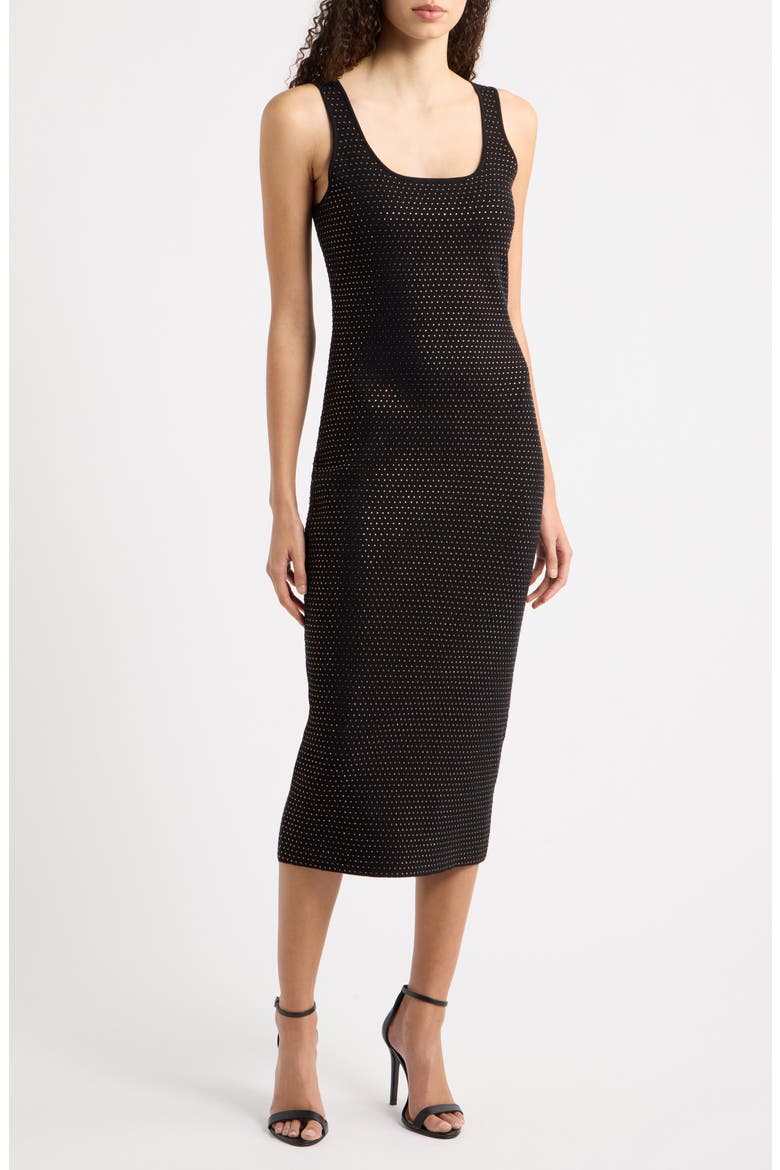 Blakely Embellished Scoop Neck Sweater Dress, Main, color, NOIR WITH BRONZE