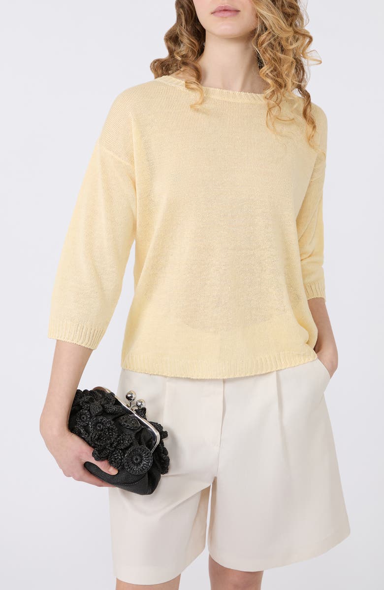Weekend Max Mara Cannone Linen Sweater, Alternate, color, Light Yellow