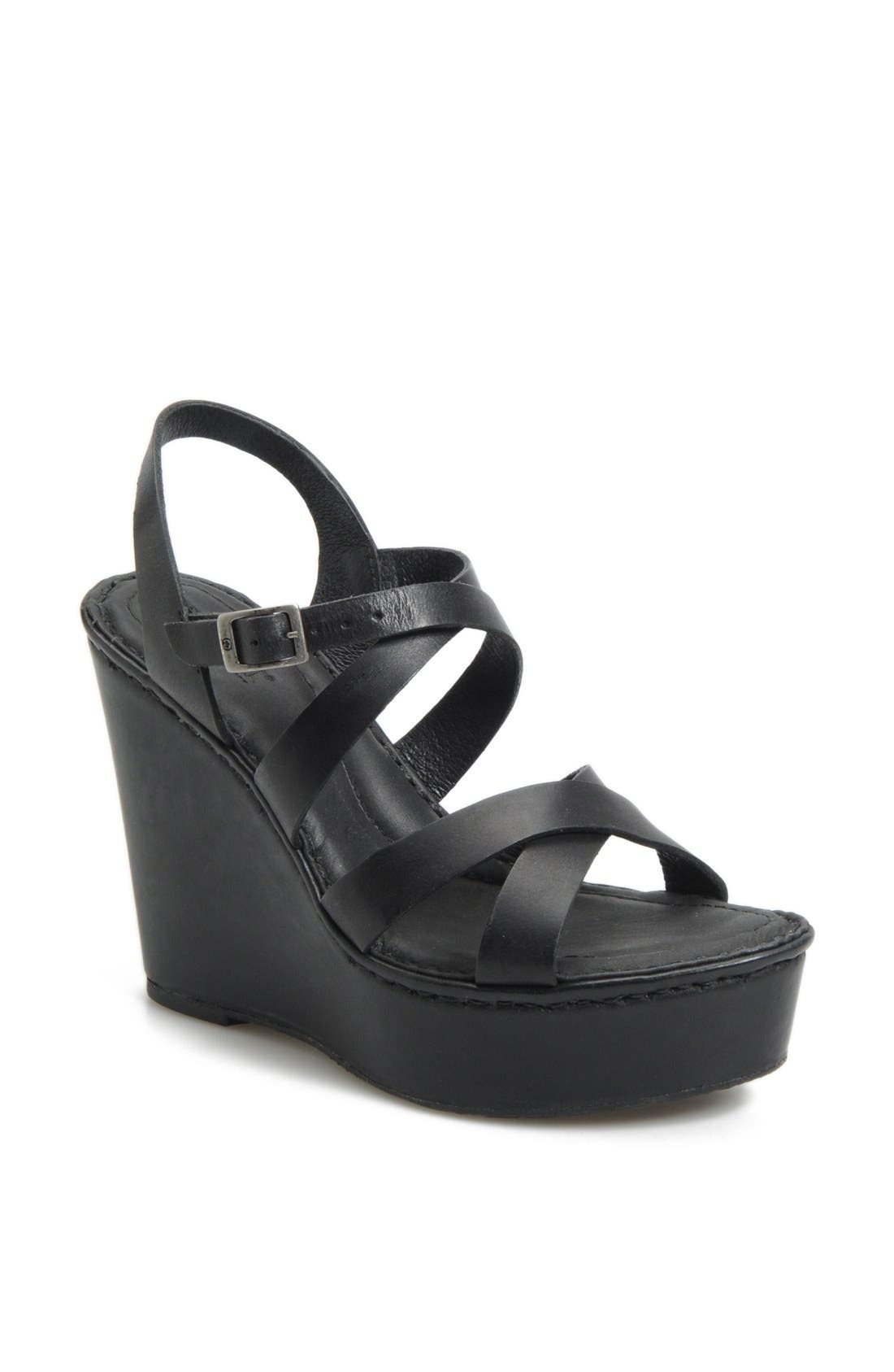 'Filomena' Wedge Sandal, Main, color, BLACK
