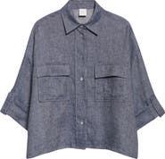 Eleventy Linen Blend Button-Up Shirt