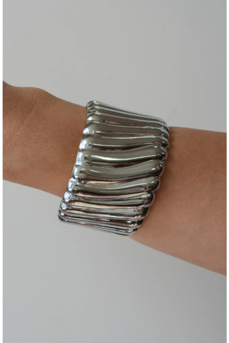 Twisted Wide Cuff, Alternate, color, SILVER