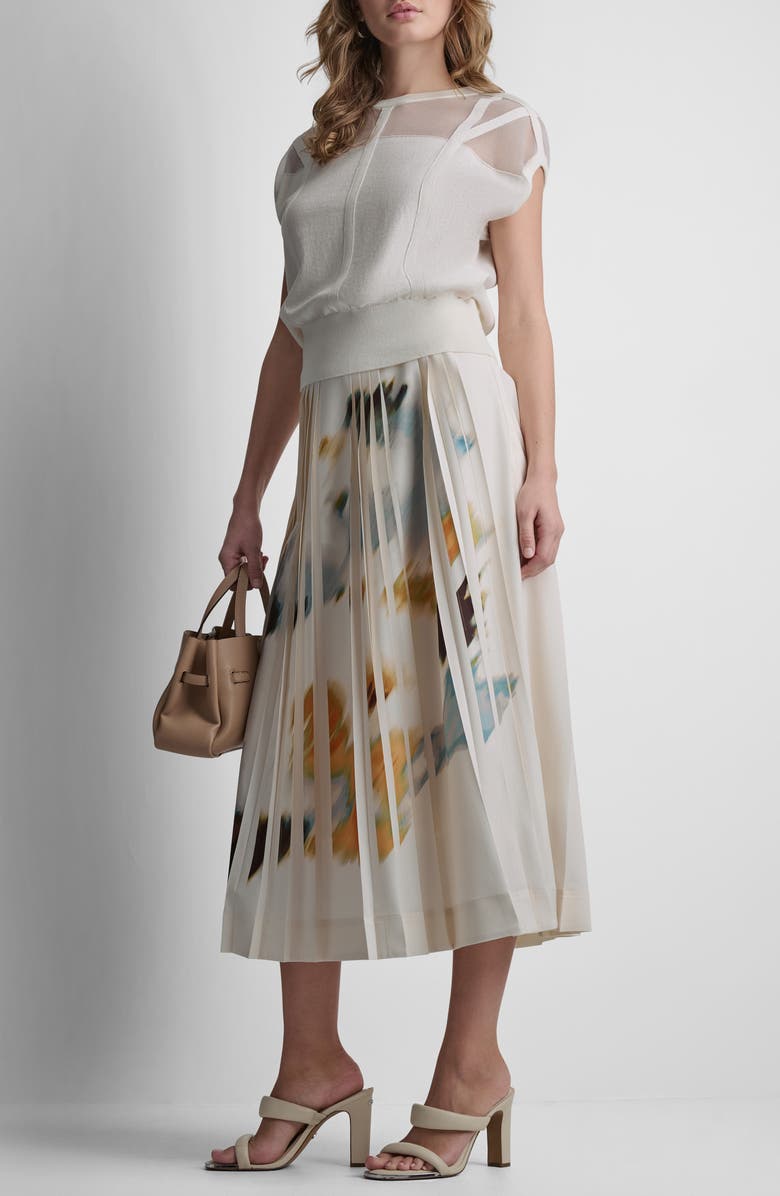 DKNY Abstract Print Pleated Skirt, Alternate, color, Sunburst Floral