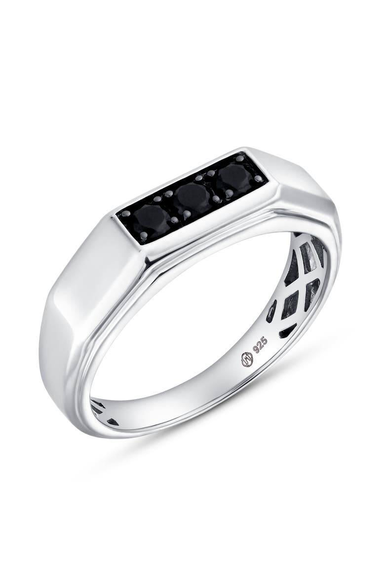 Raiden 0.3 CT Bar Black Spinel Ring 925 Silver, Alternate, color, Sterling Silver