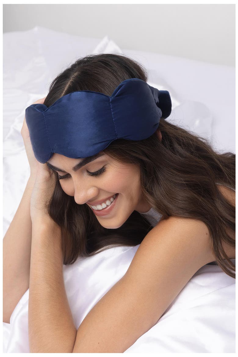 Silk & Velvet Weighted Sleep Mask, Alternate, color, SAPPHIRE