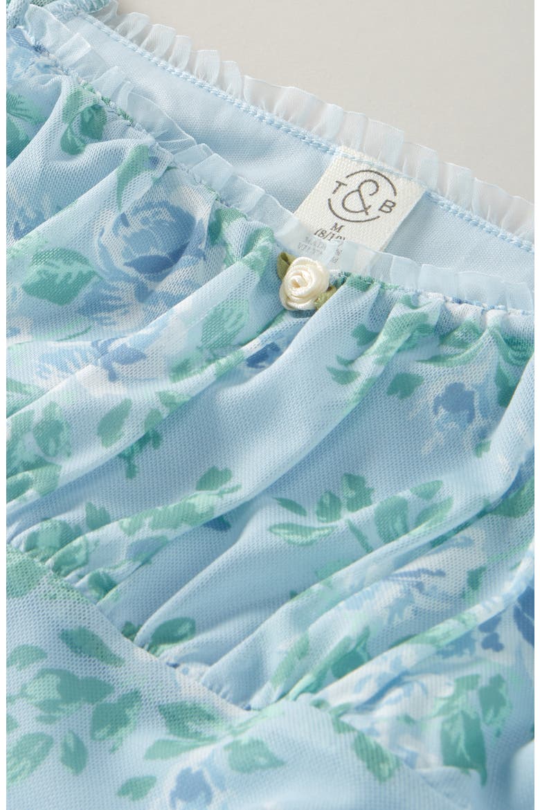 Kids' Puff Sleeve Dress Dress, Alternate, color, BLUE FADE MULTI BOUQUET