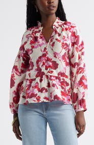 Caslon® Floral Print Peplum Blouse