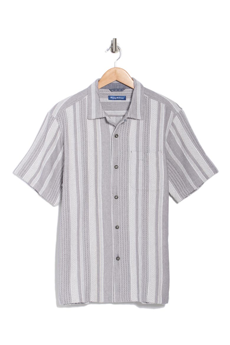 Milano Textured Stripe Cotton Camp Shirt, Alternate, color, NIGHT CAP