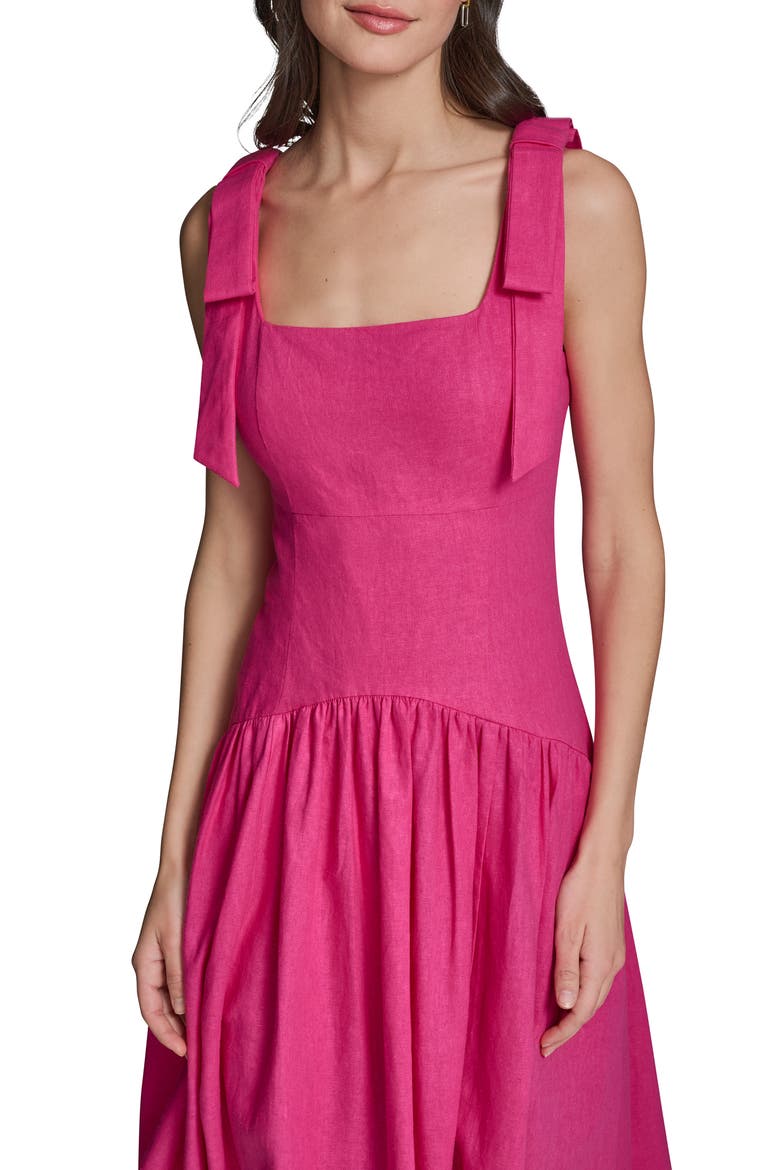 Sleeveless Linen Blend Midi Dress, Alternate, color, FUCHSIA