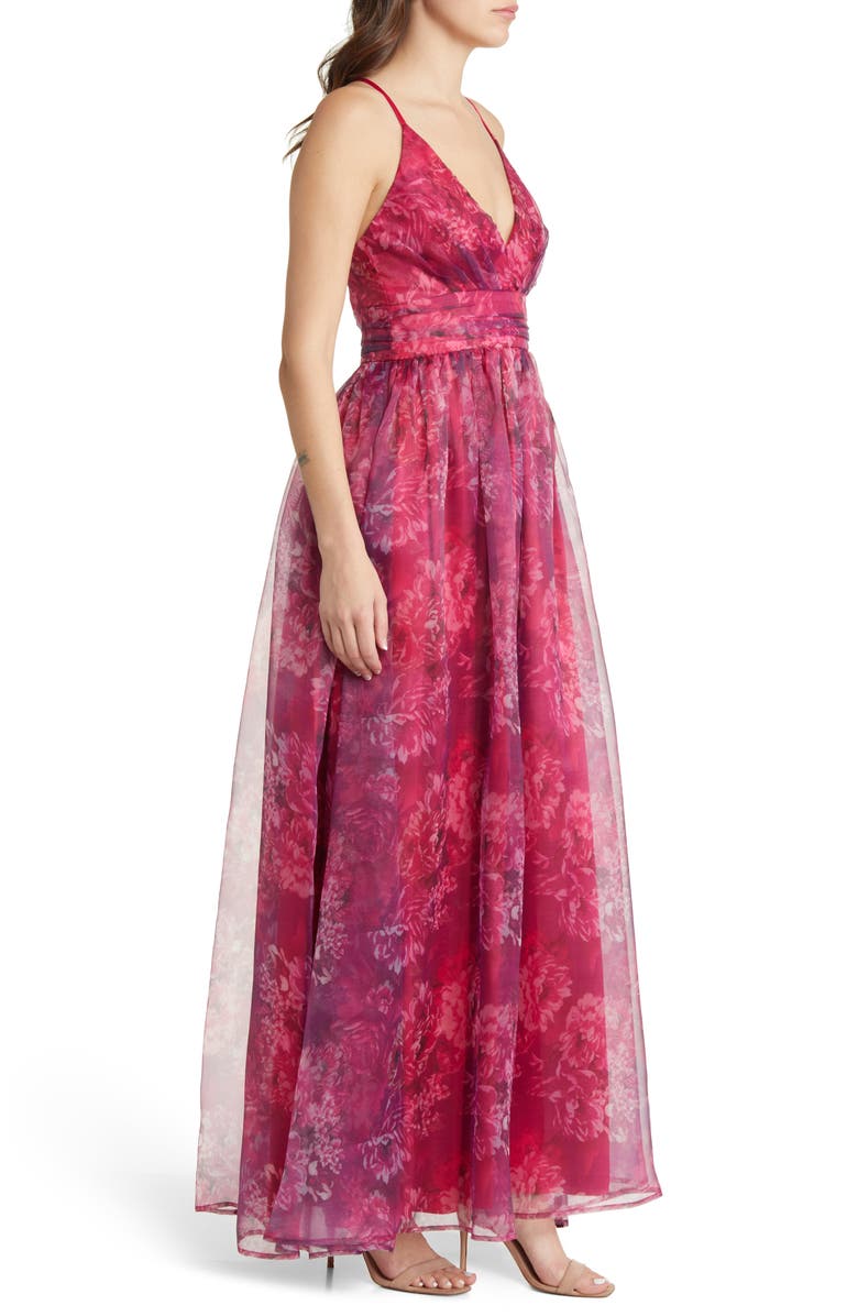 Lulus Romance That Wows Floral Organza Gown, Alternate, color, 