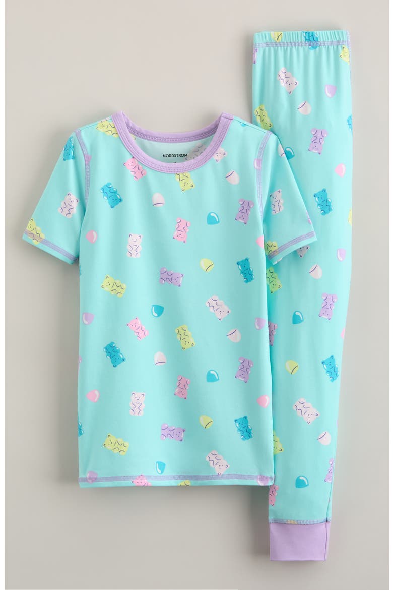 Kids' Fitted Pajamas, Main, color, TEAL CANDY TOSS