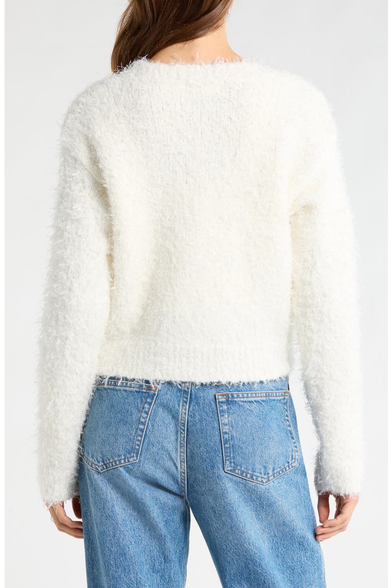 Fuzzy V-Neck Cardigan, Alternate, color, CREAM