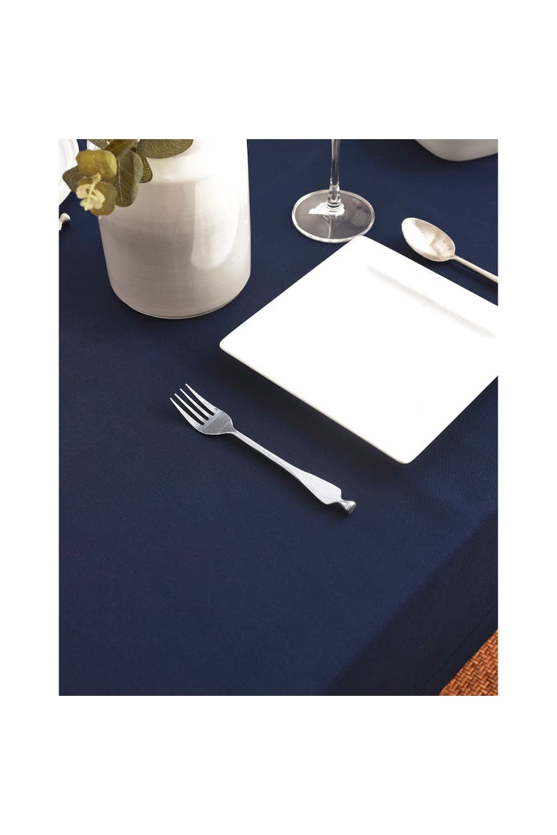 Cotton Linen Plain Tablecloth - Dru, Alternate, color, Navy
