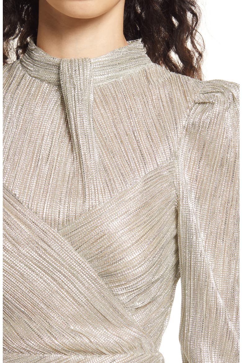 Saydee Metallic Long Sleeve Minidress, Alternate, color, PLATINUM