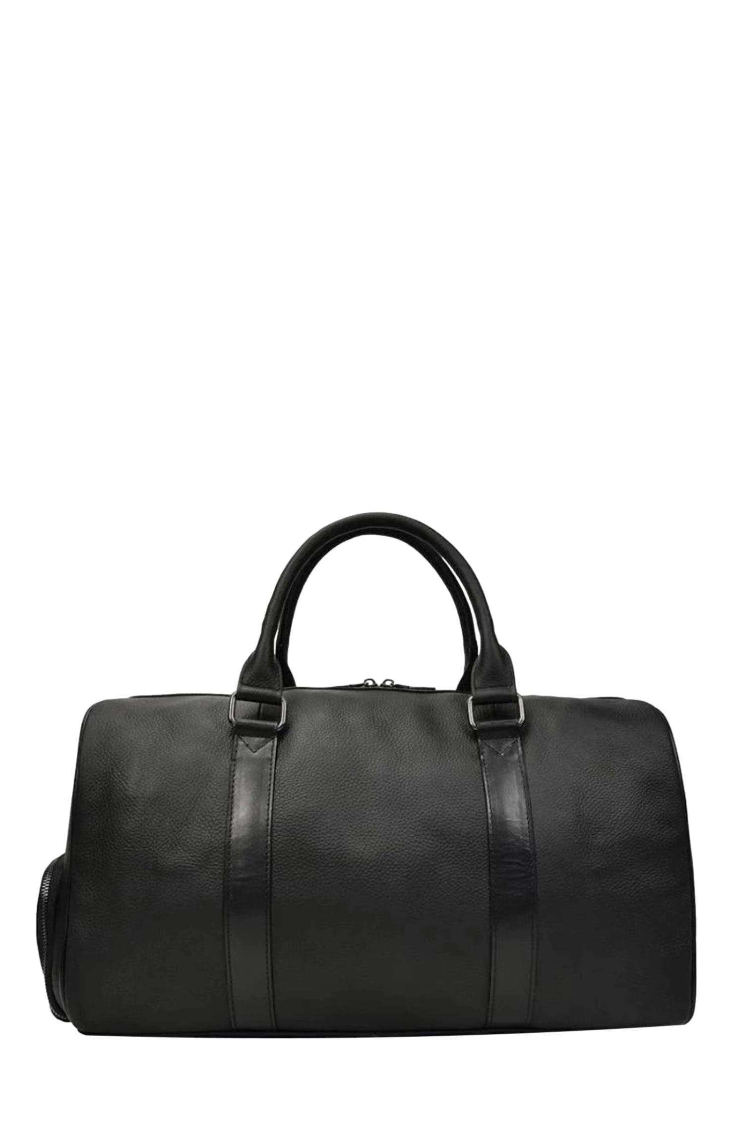 STEEL HORSE LEATHER The Endre Weekender | Vintage Leather Duffle Bag, Main, color, Black