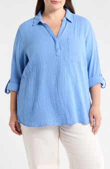 Lenora Cotton Gauze Popover Top