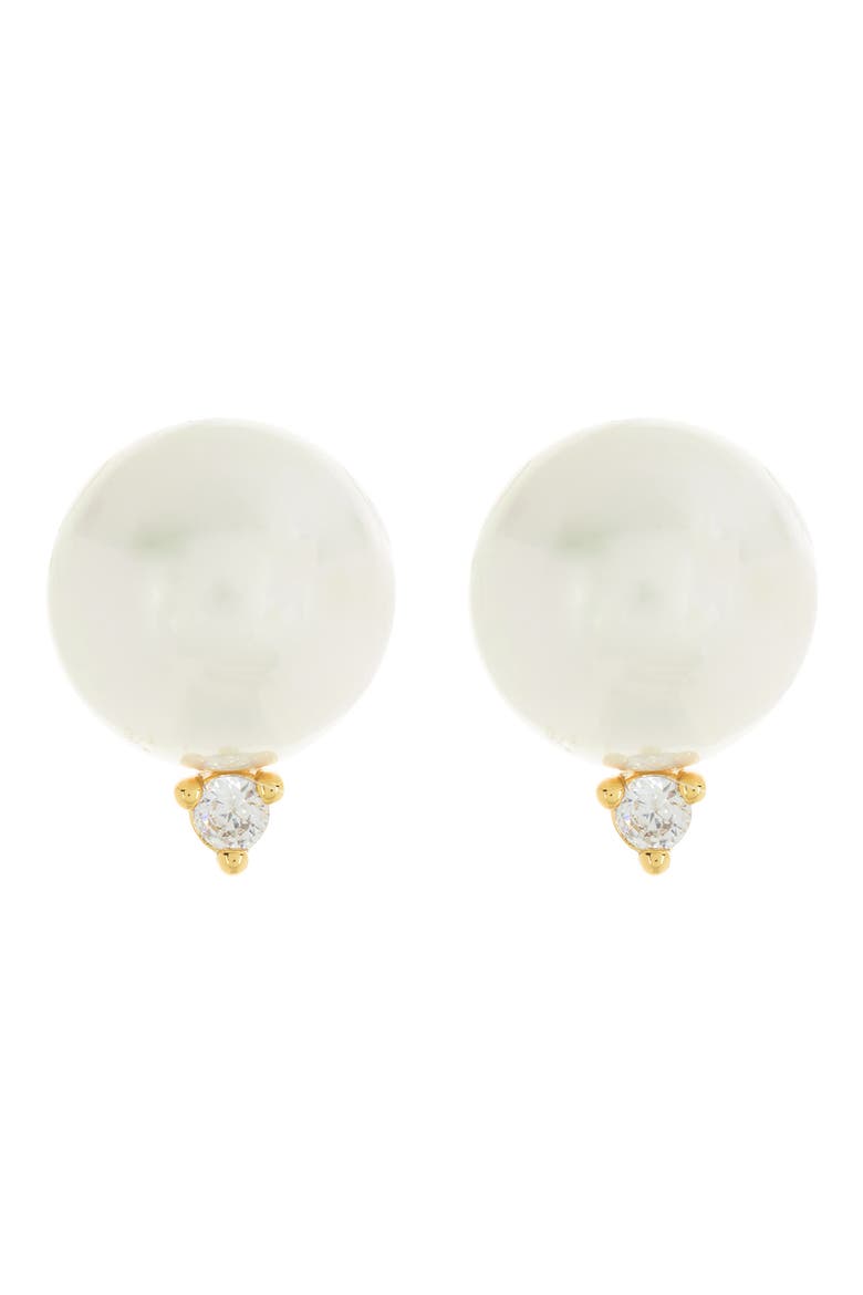 Imitation Pearl & Cubic Zirconia Stud Earrings, Main, color, WHITE