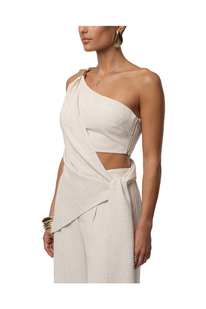 Palmera One Shoulder Top, Alternate, color, Beige