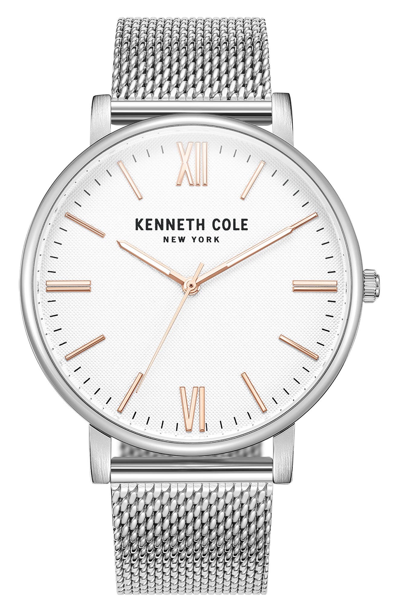 Three Hand Quartz Mesh Strap Watch, 42mm