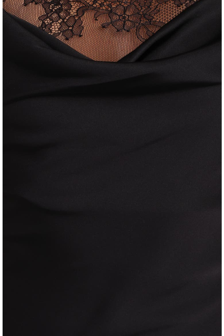 Evana Lace Trim A-Line Dress, Alternate, color, BLACK