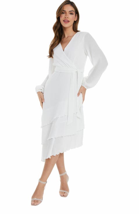 Crinkle Chiffon Asymmetric Wrap Dress